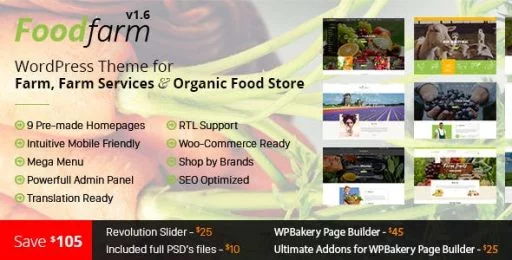 FoodFarm FoodFarm – WordPress Theme for Farm, Farm Services and Organic Food Store - Image 1