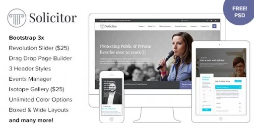 solicitor Solicitor Law Business Responsive WordPress Theme - Image 1