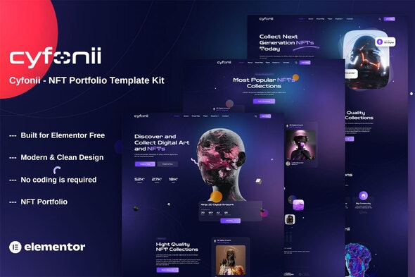 Cover_4 Cyfonii - NFT Digital Asset Agency Portfolio Elementor Template Kit - Image 1